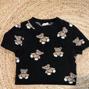 Crop Black Teddy Bear Shirt